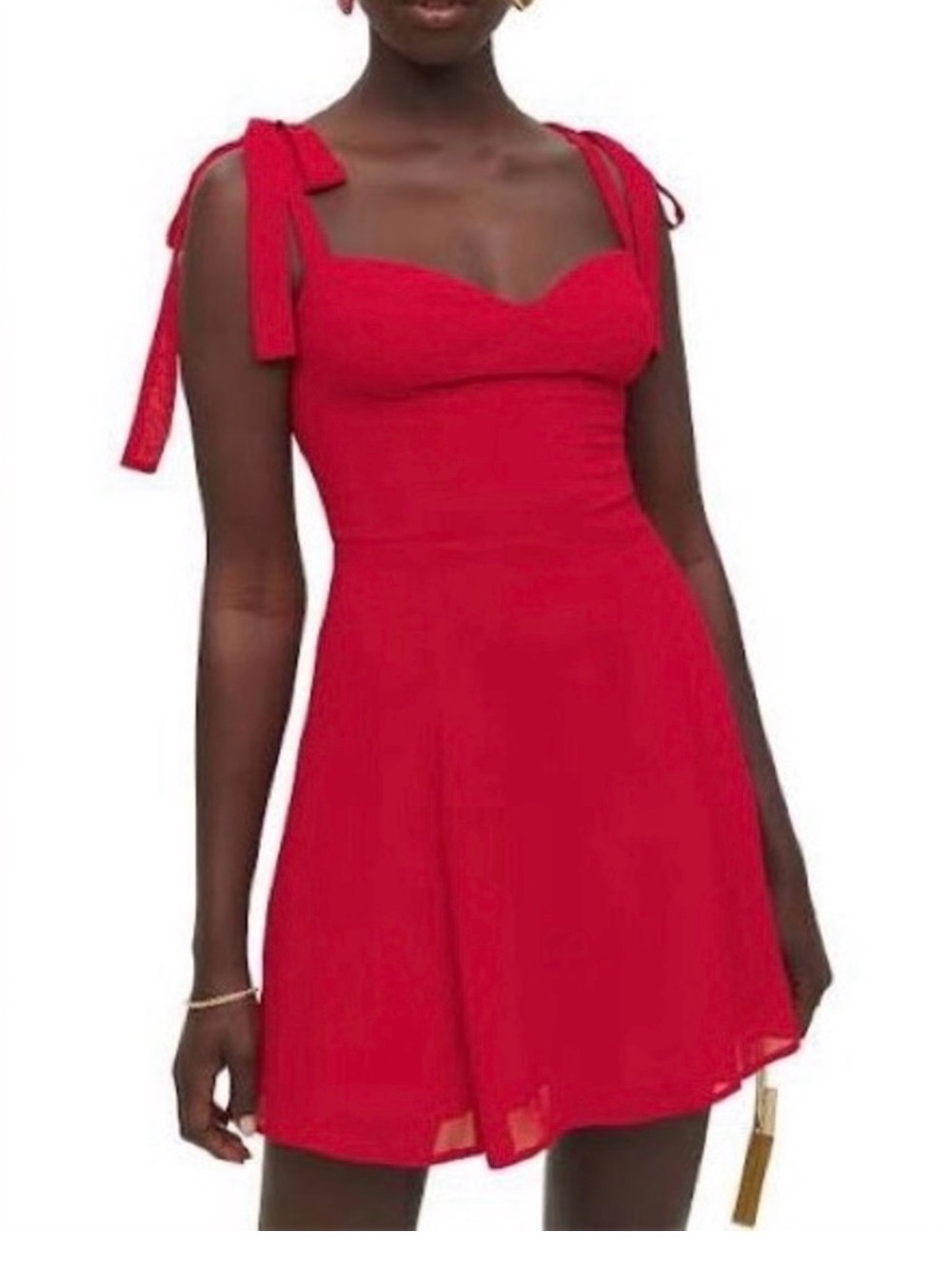 Reformation Red Tie-Shoulder A-Line Dress size 0